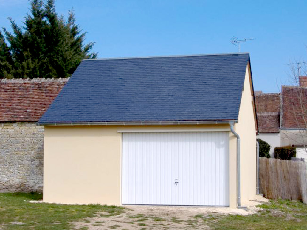 Garage béton 1 porte et toit ardoise