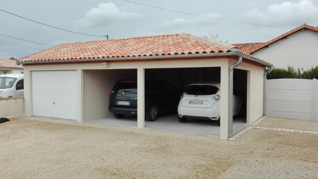 Garage préfabriqué avec double auvent en béton