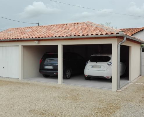 Garage préfabriqué avec double auvent en béton
