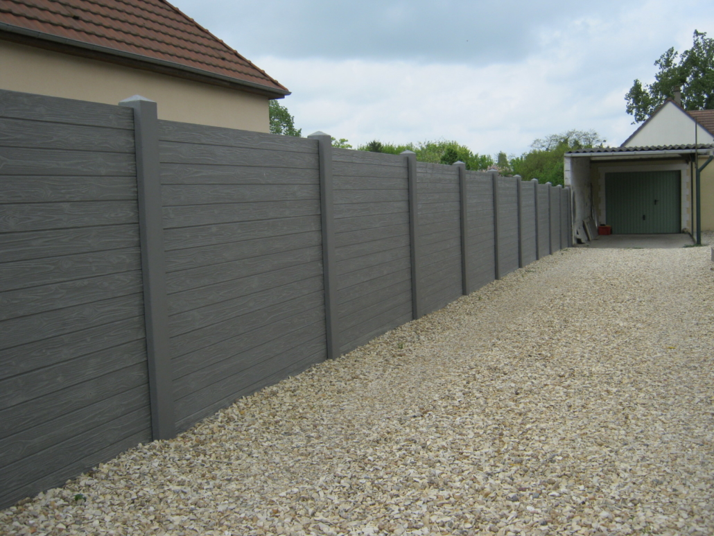 Clôture béton imitation bois