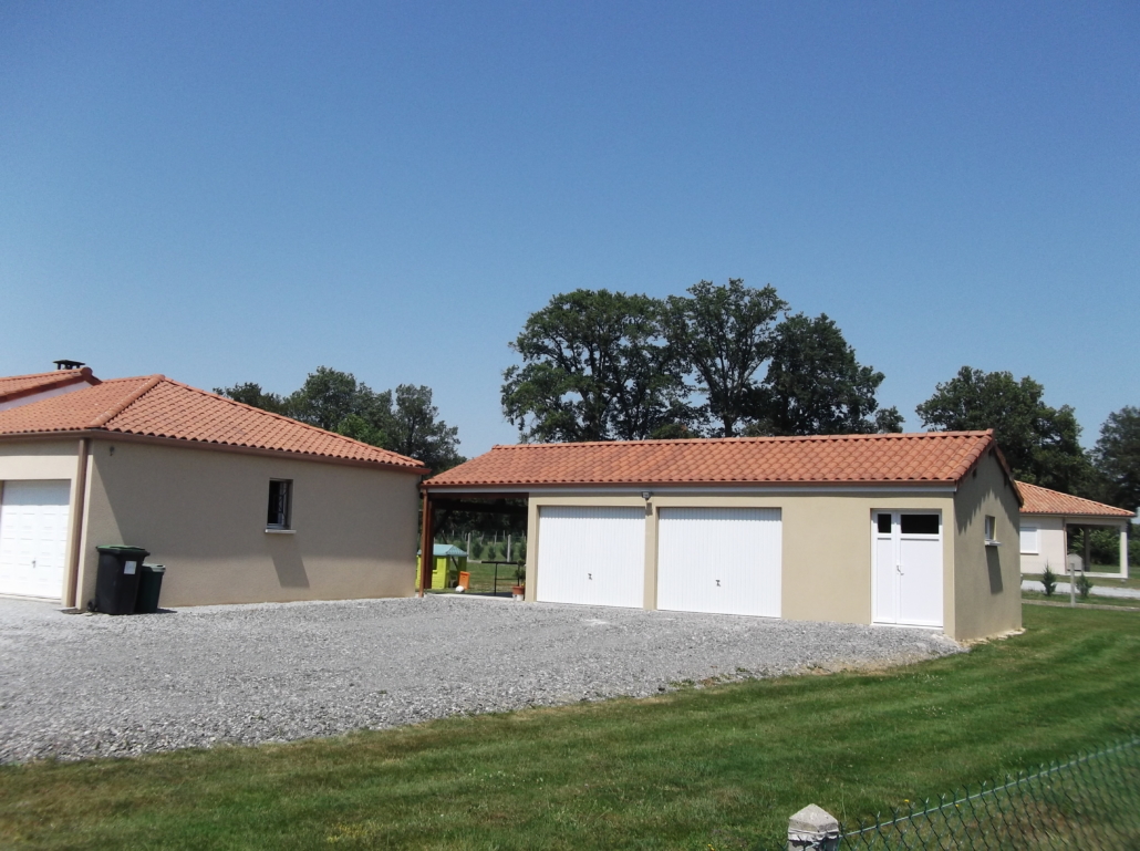 Garage béton préfabriqué double avec auvent